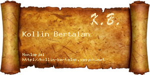Kollin Bertalan névjegykártya